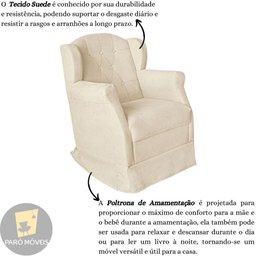 Poltrona Amamentação com Balanço e Puff Luxo Suede Manuela:bege - 5