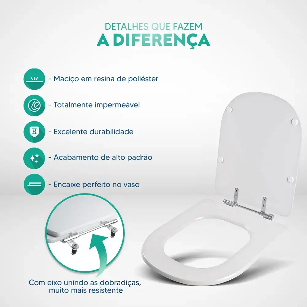 Tampa De Privada Sanitaria Poliester Vogue Plus Branco Para Louça Deca - 3