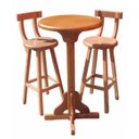Ver imagem 1 de Conjunto Bistrô 1 Mesa E 2 Banquetas Altas Com Encosto Madeira Maciça Lei