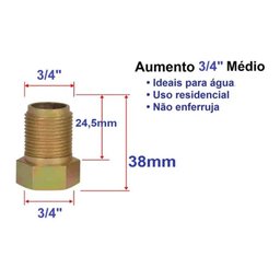 Extensor Aumento Prolongador Médio Rosca 3/4'' Ponto D'água - 2