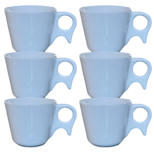 Kit Jogo 6 Xicaras Café/chá 200ml Cabo Prático - Porcelana Branca