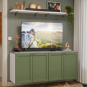 Ver imagem 1 de Rack para TV até 70 Polegadas + Prateleiras 160cm Branco/Verde Vik Madesa 05