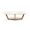 Ver imagem 4 de Mesa de Centro Sala de Estar Mdf Rustica Elegance Oval Novas:off White/nature