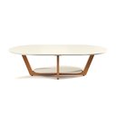 Ver imagem 1 de Mesa de Centro Sala de Estar Mdf Rustica Elegance Oval Novas:off White/nature