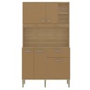 Ver imagem 4 de Armário de Cozinha Compacto Liv 5 Portas 1 Gaveta com Nicho Decorativo 1,20m - Freijó/caramelo
