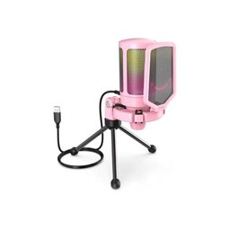 Microfone Gamer Fifine A6v Usb Rgb Rosa Edição Especial de Luxo - 3