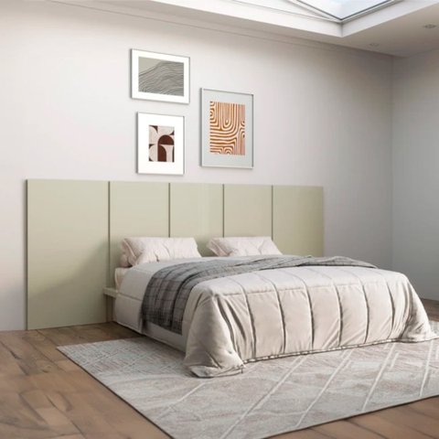 Cabeceira Queen em Mdf 280 X 118 Cm Lisa Off White Dalla Costa