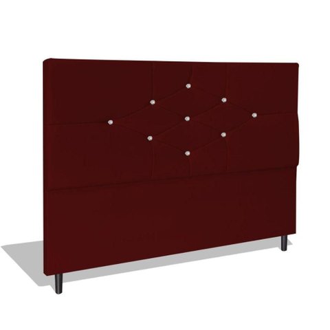 Cabeceira Estofada Box Casal Queen Size Encosto para Cama T Cross 164x126 Cm Marsala