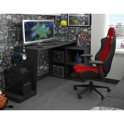 Mesa para Computador Gamer 4 Nichos Bmg 3 - Preto