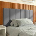 Ver imagem 2 de Painel Cabeceira Duana Solteiro Estofada Dobrável Fixação Parede Design Moderno - Cinza