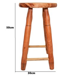 Banqueta Kit 2 Unidades Madeira Maciça para Casa e Restaurante Tamborete 50cm de Alt - 2