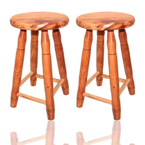 Banqueta Kit 2 Unidades Madeira Maciça para Casa e Restaurante Tamborete 50cm de Alt
