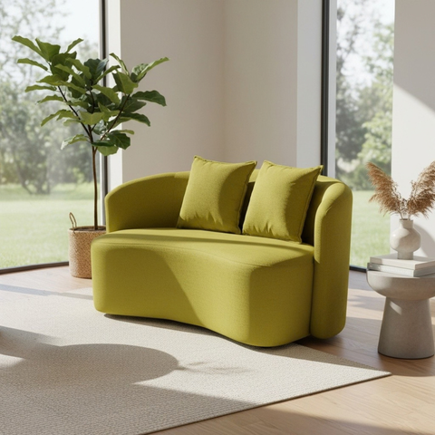 Sofá Decorativo Montreal 150cm Orgânico Veludo Amarelo