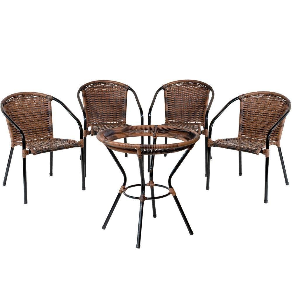 Conjunto De Cadeiras e Mesa Alta com Borda Biquini - 1