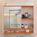 Ver imagem 4 de Espelheira Armário Suspenso para Banheiro com Porta Espelho e Nicho Aqua - Casa Uau:off/cinamomo