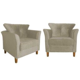 Kit 2 Poltrona Decorativa Aurora Suede Bege - 1