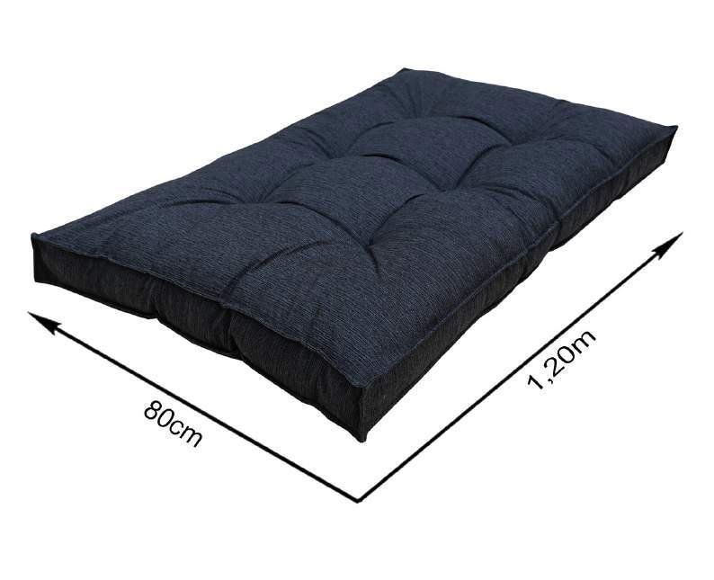 Almofada Futon Alto Linho Twist 120x80 Gigante Azul