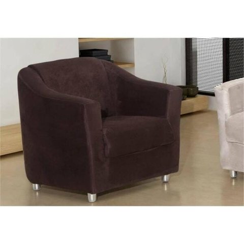 Poltrona Decorativa Para Sala E Escritório Suede Marrom