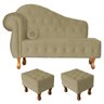 Poltrona Kit Divã Chelsea 135cm + 2 Puff Cairo Suede Nude Takeda Estofados - 1