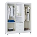 Ver imagem 2 de Guarda Roupa Solteiro Cordoba 4 Portas Branco Brilho - Poquema