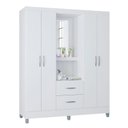 Ver imagem 1 de Guarda Roupa Solteiro Cordoba 4 Portas Branco Brilho - Poquema
