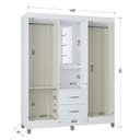 Ver imagem 3 de Guarda Roupa Solteiro Cordoba 4 Portas Branco Brilho - Poquema