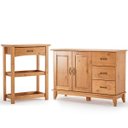 Ver imagem 1 de Kit Balcão Buffet 2 Portas e Aparador para Sala 100% Madeira Lotus Carvalho Fosco