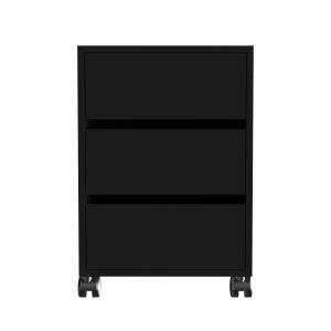 Gaveteiro com Rodinhas 3 gavetas para escritório Multivisão Gav-office Suporta 3kg por gaveta:Preto