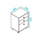Ver imagem 4 de Gaveteiro com Rodízios 3 Gavetas Office Branco - Brv Móveis