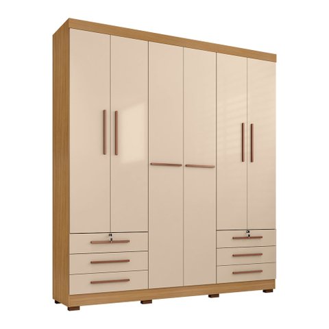Guarda Roupa Casal Holanda 6 Portas e 6 Gavetas Carvalho/off White - Pallazio