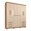 Ver imagem 1 de Guarda Roupa Casal Holanda 6 Portas e 6 Gavetas Carvalho/off White - Pallazio