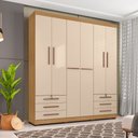 Ver imagem 2 de Guarda Roupa Casal Holanda 6 Portas e 6 Gavetas Carvalho/off White - Pallazio