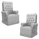 Ver imagem 1 de Kit 02 Poltronas de Amamentação e Descanso Com Balanço Laís G05 Linho Cinza Escuro - Mpozenato
