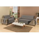 Ver imagem 1 de Protetor de Sofá Dupla Face Manu King 2 e 3 Cinza / Preto