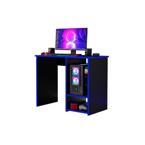 Mesa Gamer para Pc como Nicho para Cpu Cor Preto / Azul Ja