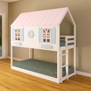 Ver imagem 1 de Beliche Montessoriano Casinha Bela com Coração - Madeira Maciça Branco/rosa/verde | Housin