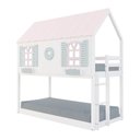 Ver imagem 2 de Beliche Montessoriano Casinha Bela com Coração - Madeira Maciça Branco/rosa/verde | Housin