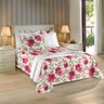 Colcha Casal Padrão Florida Rosa Vera Gênova Print Teka (3 peças) - 1