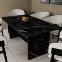 Ver imagem 2 de Mesa de Jantar Grande 220cm Estampa Marmorizada 8 Lugares Refeições em Família Retangular Sala de Es