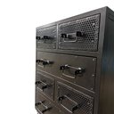 Ver imagem 3 de Cômoda Madeira e Ferro com 6 Gavetas e 4 Rodízios - Cor Preta - Estilo Industrial