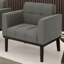 Ver imagem 3 de Poltrona Decorativa Base Madeira Preto Ana Suede Grafite - Ibiza