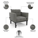 Ver imagem 4 de Poltrona Decorativa Base Madeira Preto Ana Suede Grafite - Ibiza