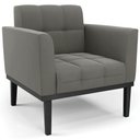Ver imagem 1 de Poltrona Decorativa Base Madeira Preto Ana Suede Grafite - Ibiza