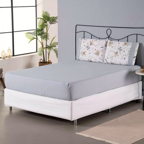Jogo de Lençol Simples Encantare Roupa de Cama Casal King Size Percal 180 Fios Estampado Ponto Palit