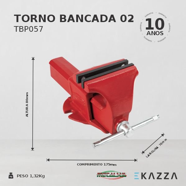 Torno de Bancada Profissional Nº2 Tbp057 - Metalsul - 2