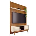 Ver imagem 2 de Estante Home Theater com Bancada Suspensa Milo com Cristaleira Marina Cinamomo Off White - Madetec
