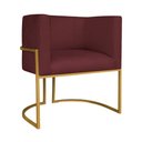 Ver imagem 2 de Kit Divã Luna 185cm Lado Direito e 01 Poltrona Base de Ferro Dourado Suede Bordô