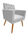 Ver imagem 2 de Poltrona Decorativa Nina Capitonê Couro Branco Pés Madeira Ms Decor
