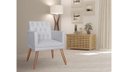 Ver imagem 3 de Poltrona Decorativa Nina Capitonê Couro Branco Pés Madeira Ms Decor