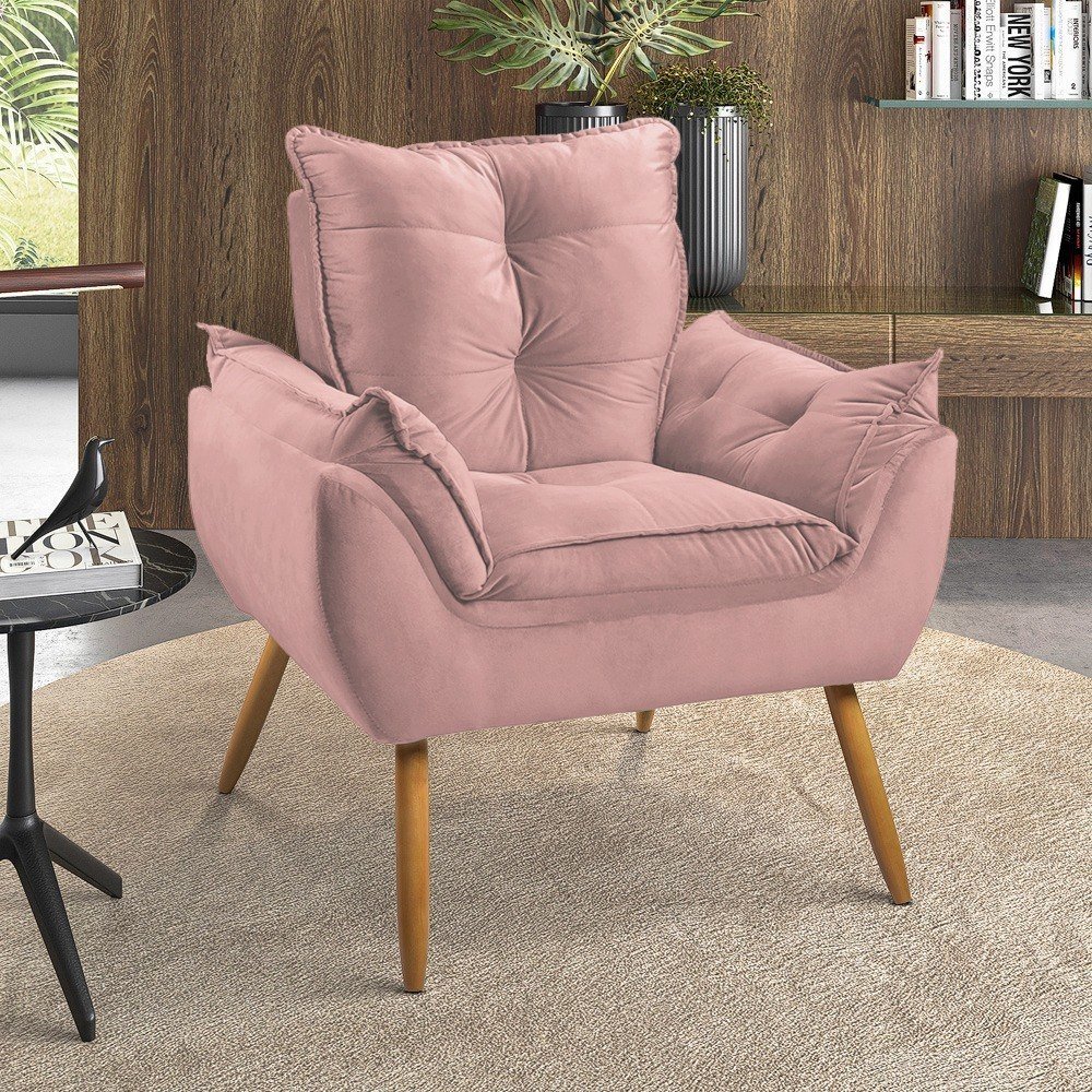 Poltrona Decorativa Opala Suede Rose